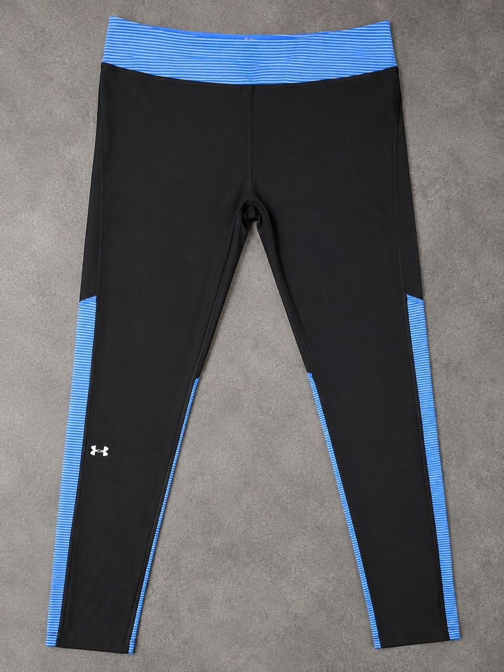 Under Armour Women’s Black Leggings with Blue Stripe Panels